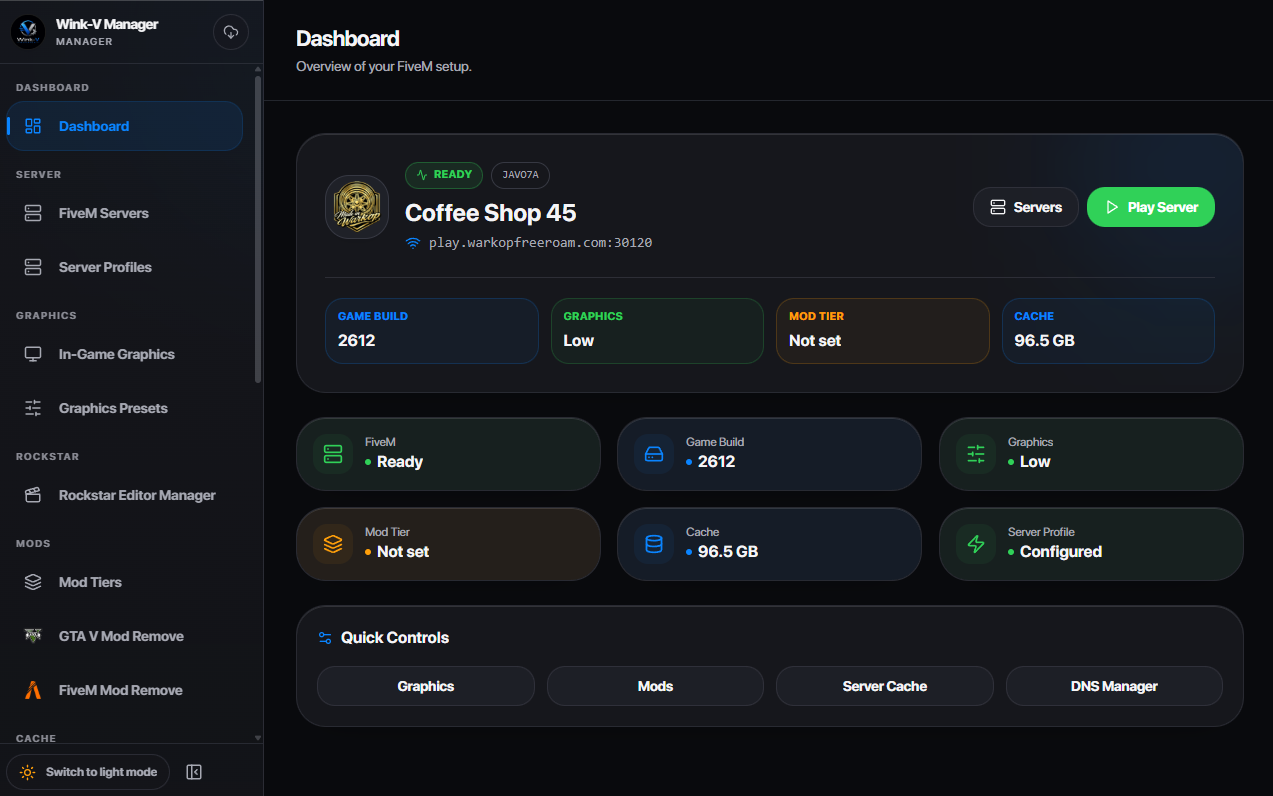 Wink-V Manager Dashboard