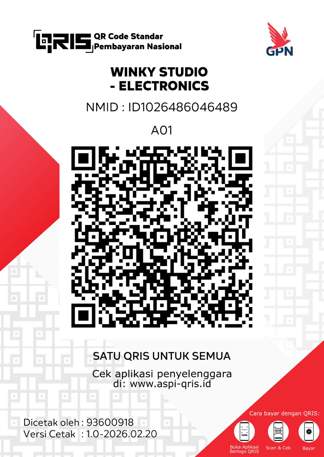 QRIS Winky Studio - Electronics